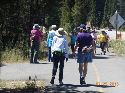 walkers meeting on the trail